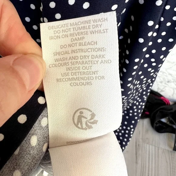 Boden Camille Blue Dot Tie Waist Sleeveless Midi Dress Size 8 10 Medium - Picture 7 of 7